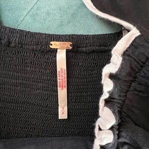 Free People Black and White Smocked Top
